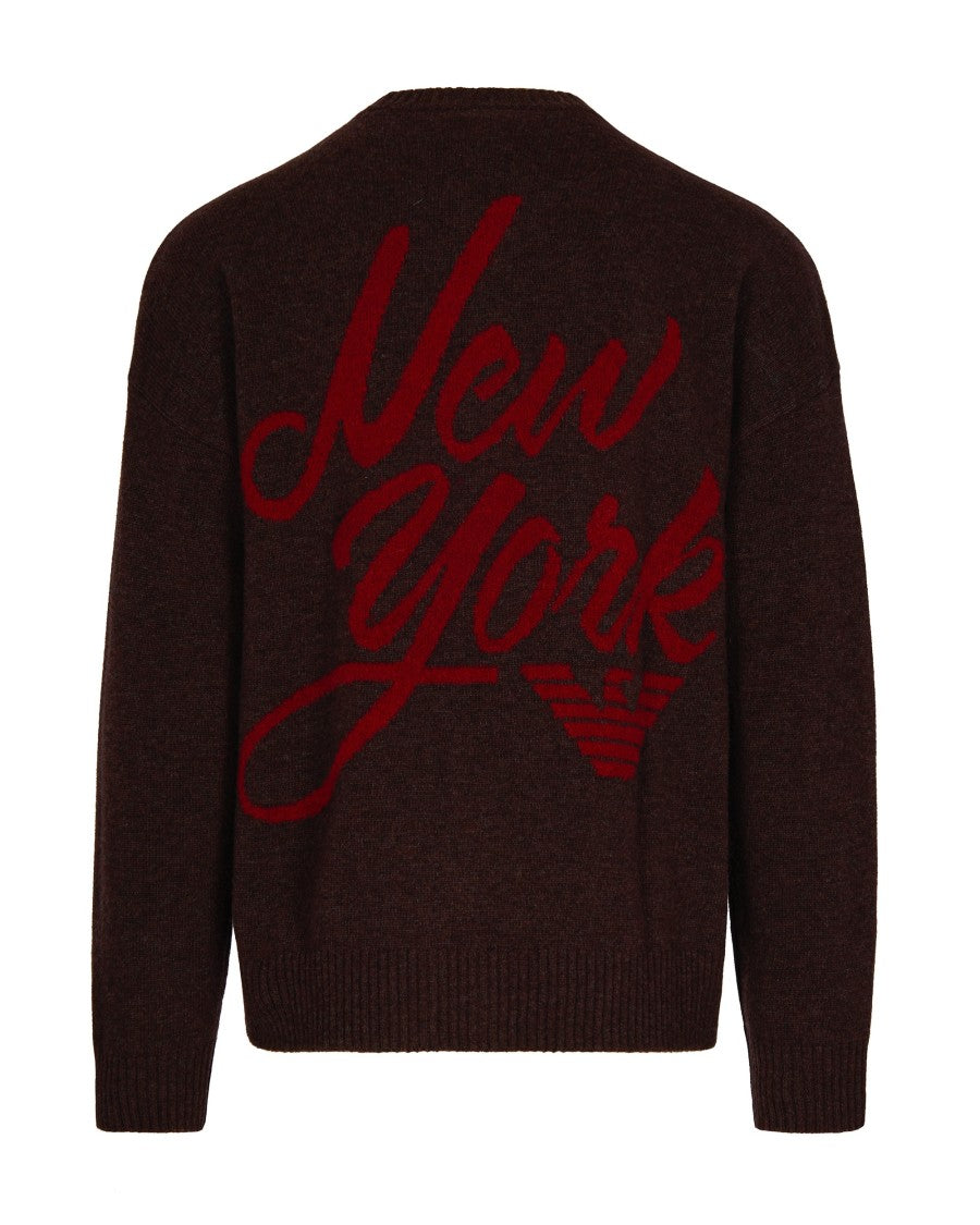 Emporio Armani Brown Sweater With Maxi Logo