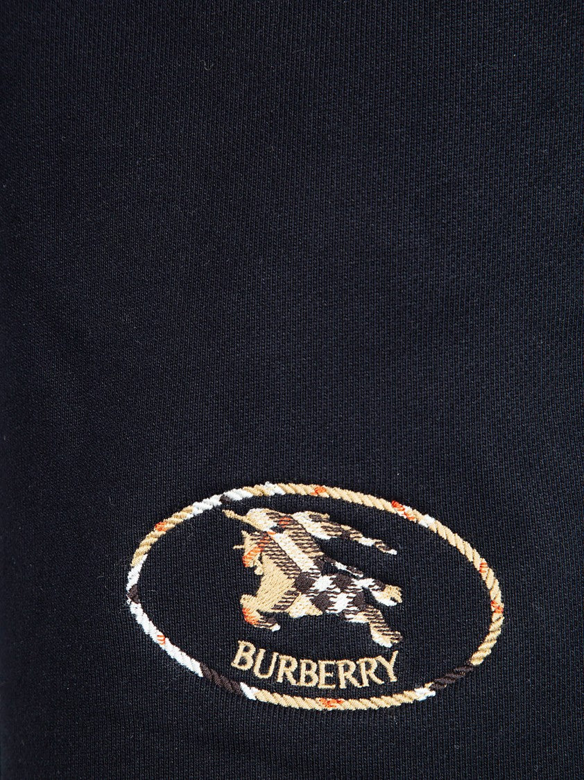 Burberry Black Elasticized Shorts With Pleated Pockets And Drawstring