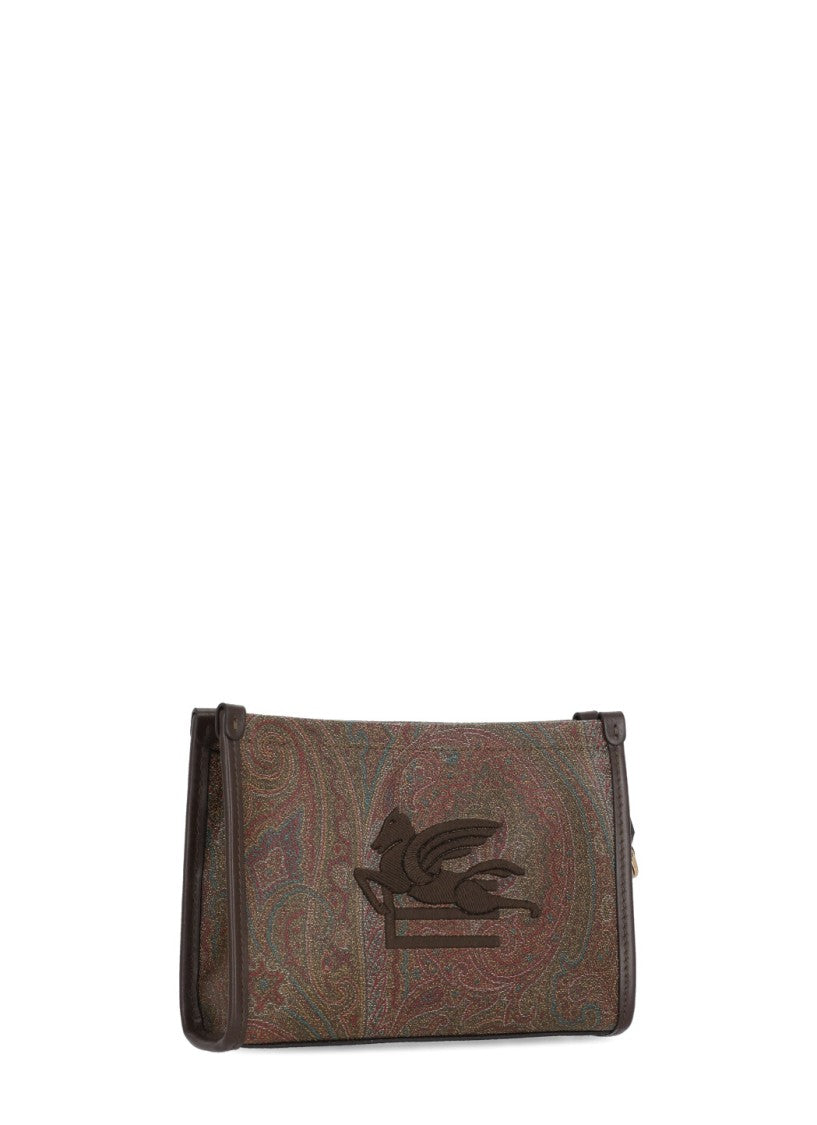 Etro Intricate Paisley Patterned Pochette With Embroidered Logo
