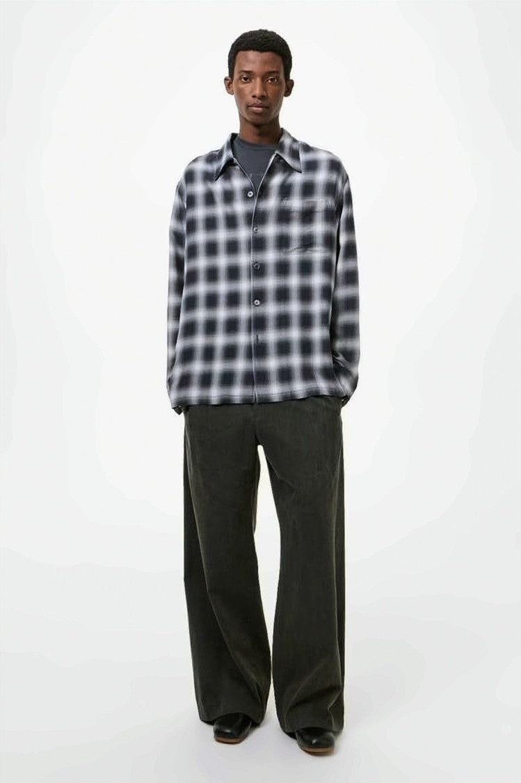 Our Legacy Blurred Checkered Long-Sleeve Shirt With Classic Collar