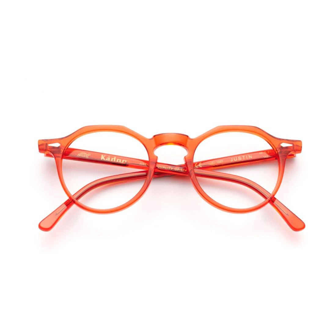 Kador Justin Translucent Orange Rounded Sunglasses With Glossy Finish