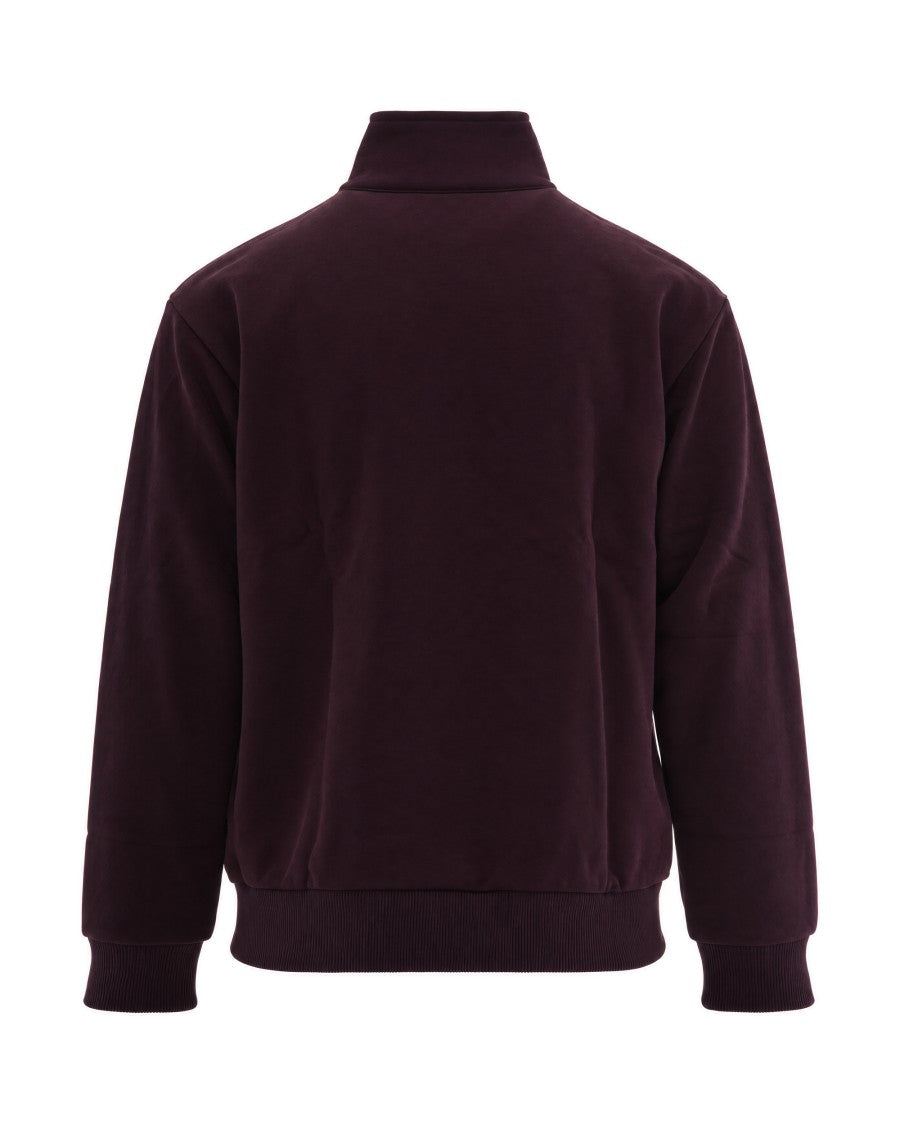 Lacoste Burgundy Oxalis High-Neck Half-Zip Sweatshirt