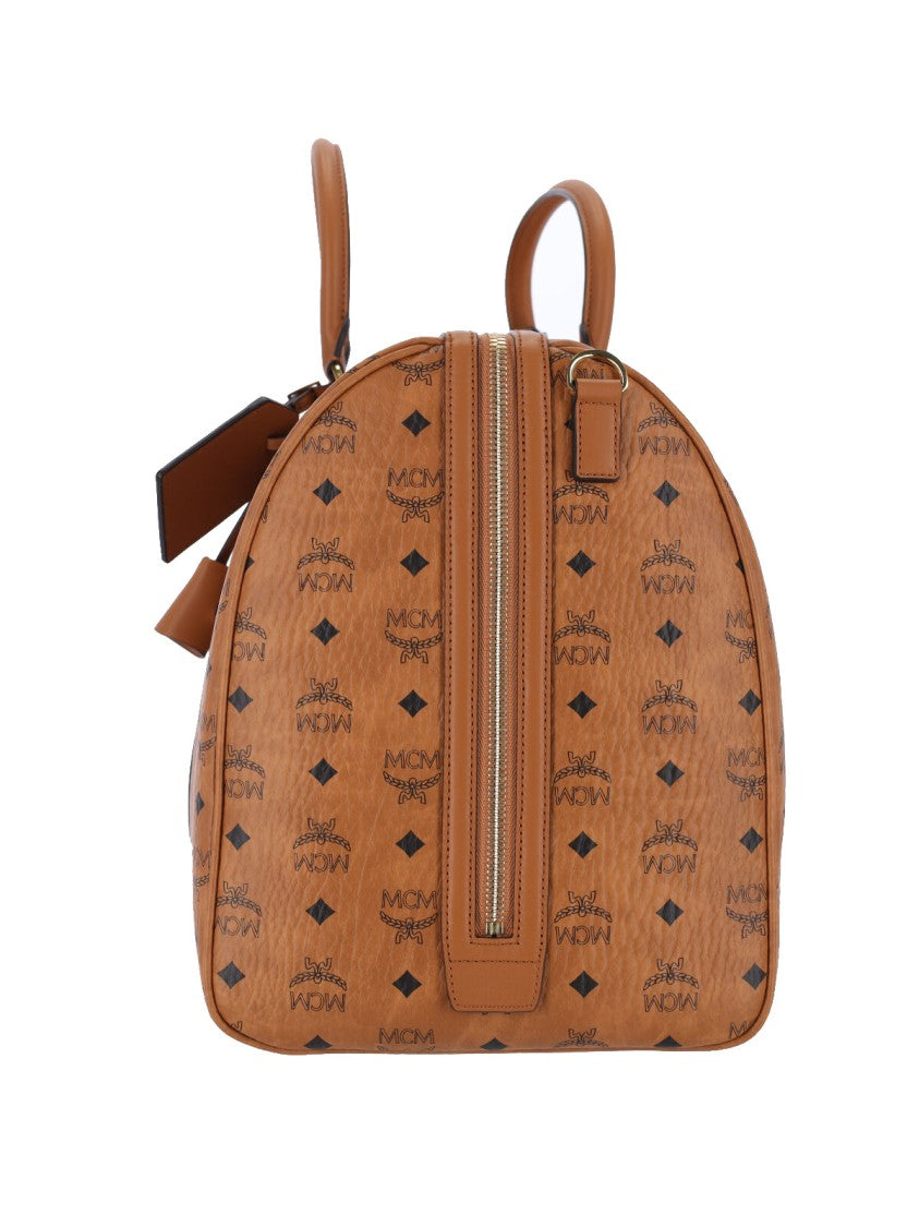 Mcm Weekender Bag In Brown Visetos Canvas