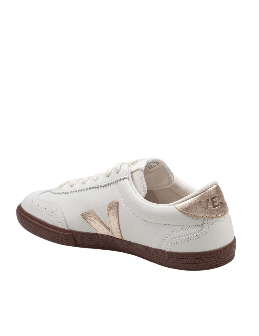 Veja Volley Leather Sneakers, White And Platinum