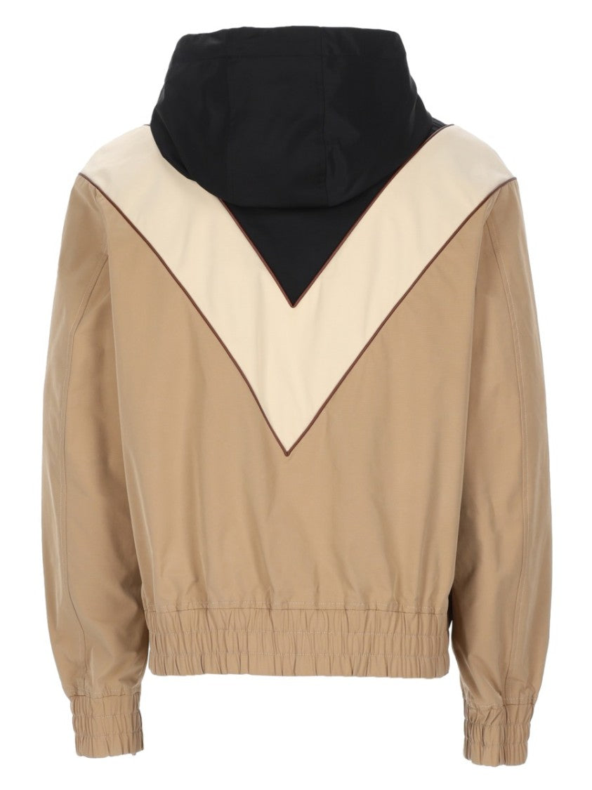 Valentino Color-Block Cropped Jacket With V-Shaped Pattern