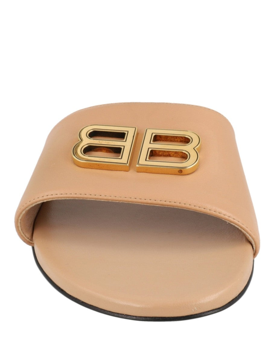 Balenciaga Narrow Fit Flat Sandals With Signature Bb Logo
