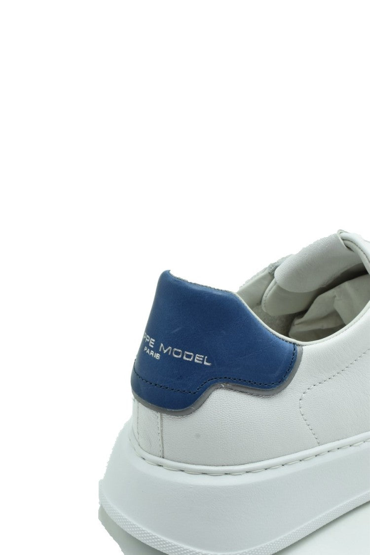 Philippe Model White Leather Contrast-Heel Sneaker