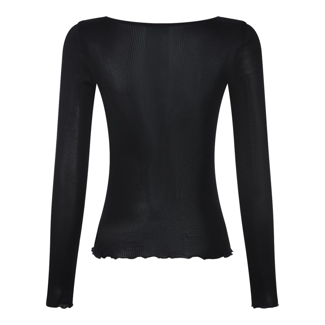 Saint Laurent Black Ribbed Silk Top