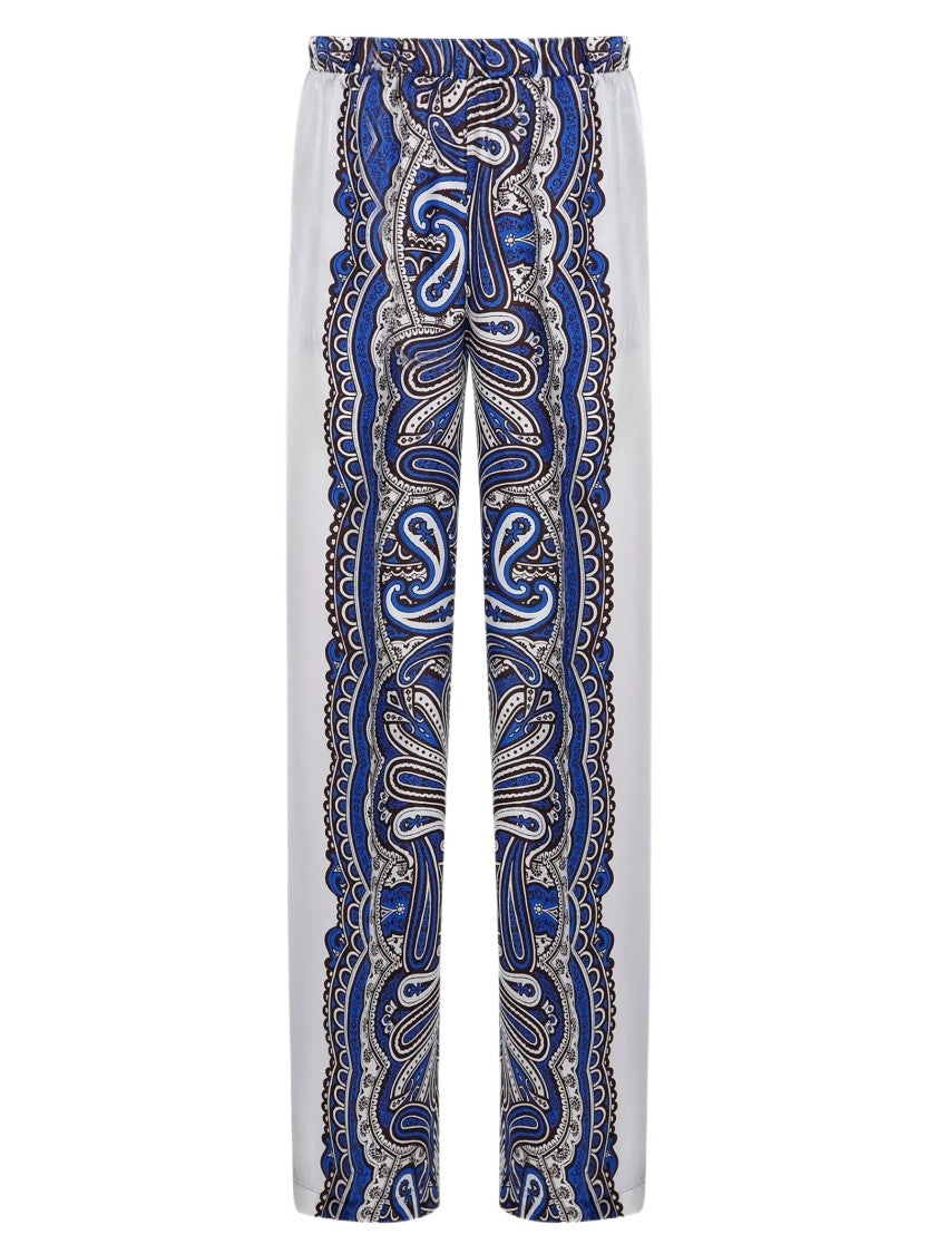 Parosh Silk Straight-Cut Trousers With Intricate Scarf Print