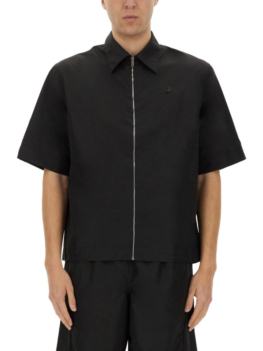 Givenchy Zippered Black Casual Shirt With Classic Collar