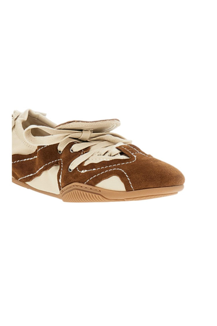 Acne Studios Slim Low-Profile Sneakers With Beige And Brown Panels