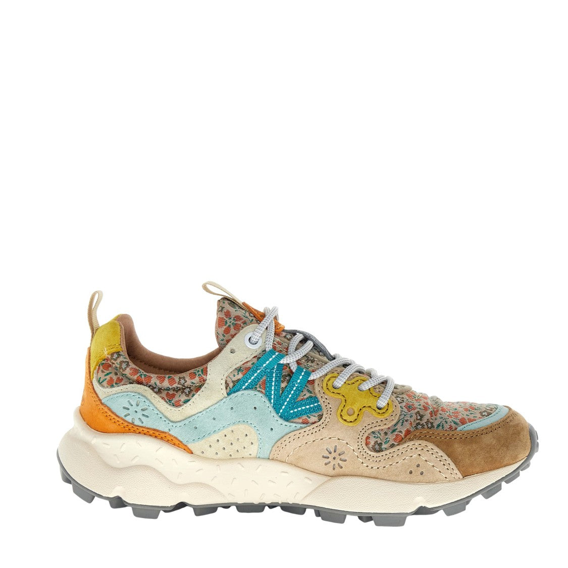 Flower Mountain Yamano 3 Sneaker In Biscuit Suede And Canvas