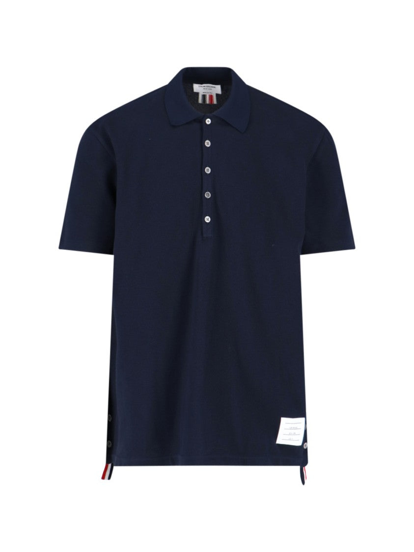 Thom Browne Tricolor Detail Polo Shirt – Blue