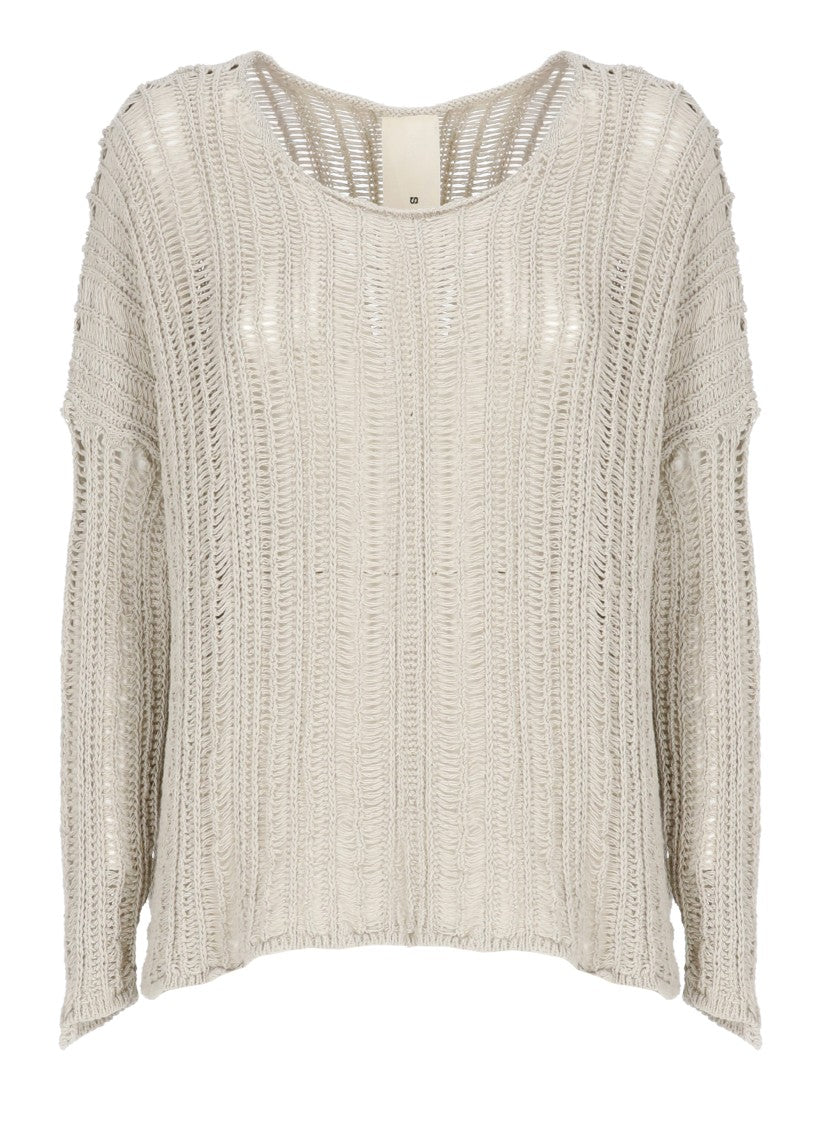 Sanctamuerte Beige Loose Open-Knit Sweater