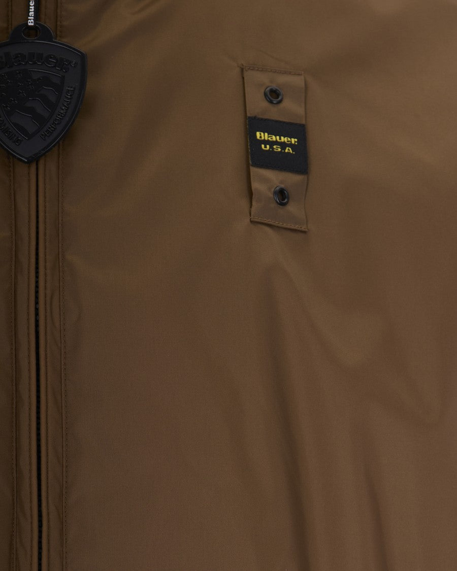 Blauer Lightweight Windbreaker Jacket With Fixed Hood And Logo Patch