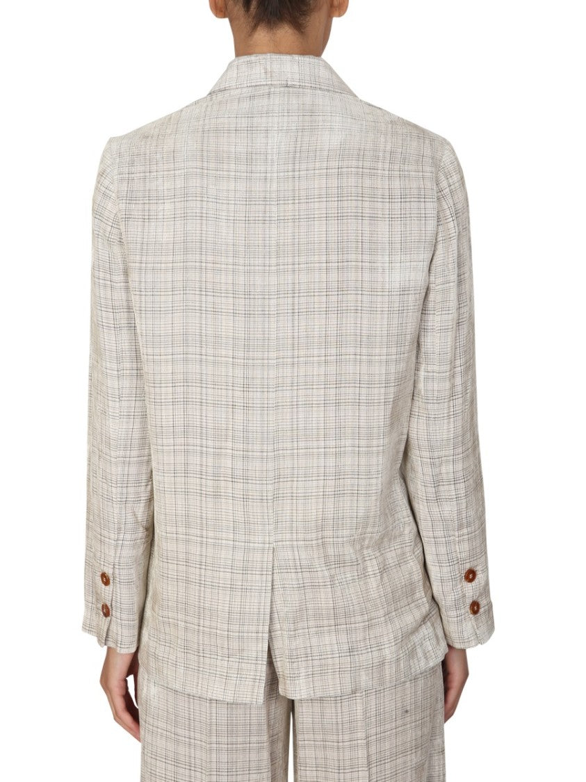 Alysi Tailored Double-Breasted Blazer With Notched Lapels