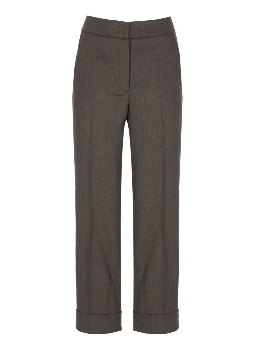 Peserico Grey Lapel Hem Formal Pants