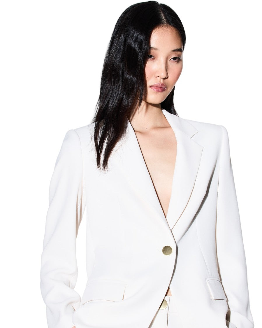 Armani Exchange White Tailored Collar Distinctive Details Contemporary Jacket