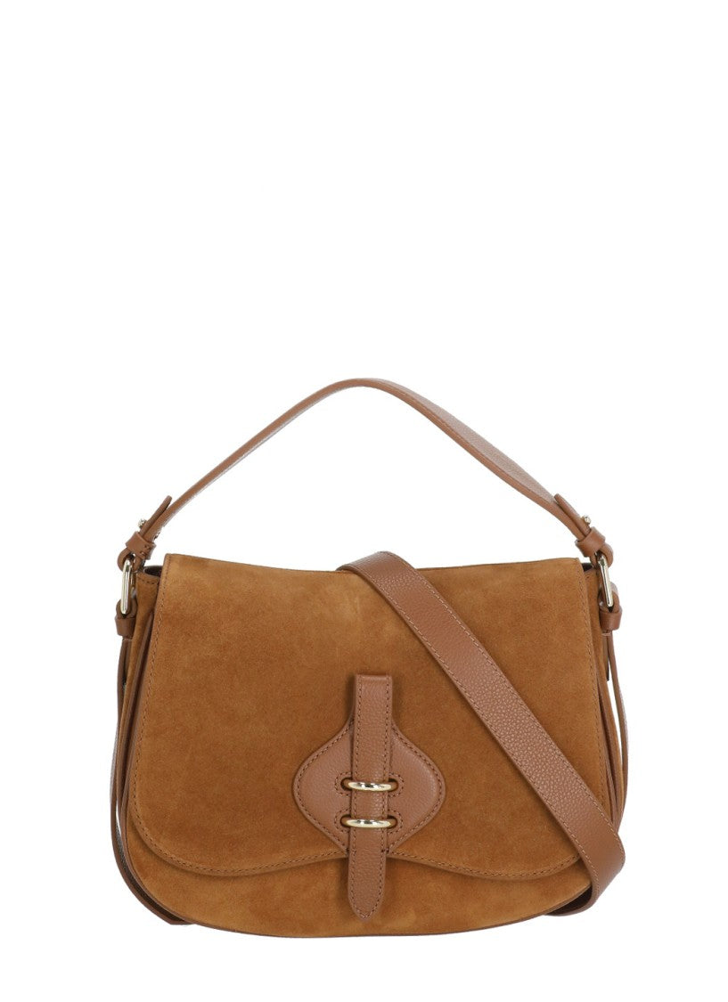 Coccinelle Elegant Suede Leather Shoulder Bag With Gold-Tone Hardware