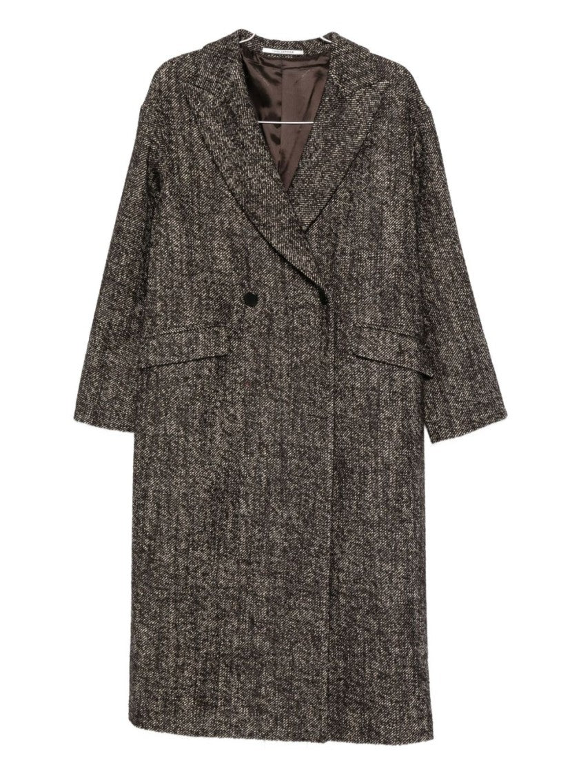 Tagliatore Double-Breasted Brown Wool Blend Coat