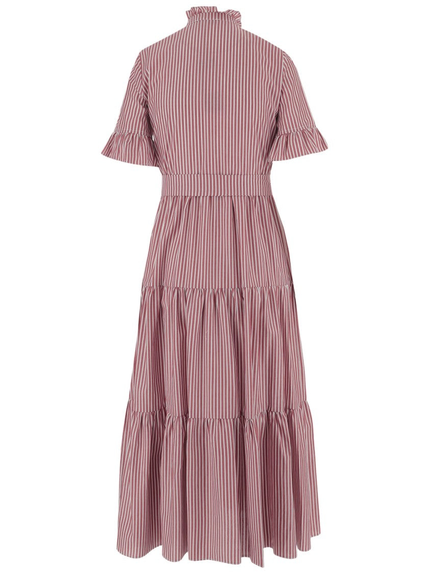 F.It Striped Cotton Dress With Ruffle Collar
