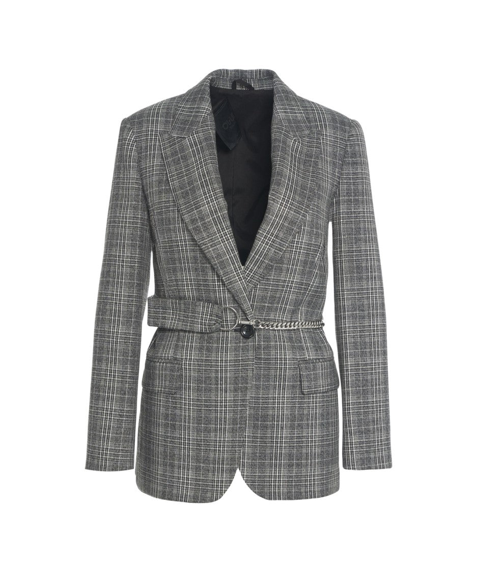 Liu Jo Glencheck Tailored Blazer With Chain Belt
