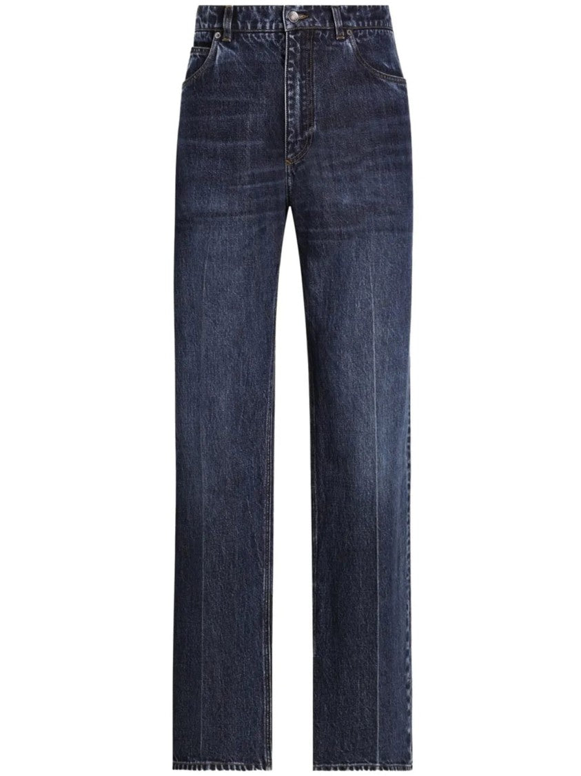 Dolce & Gabbana Oversized Wide-Leg Faded Blue Denim Jeans