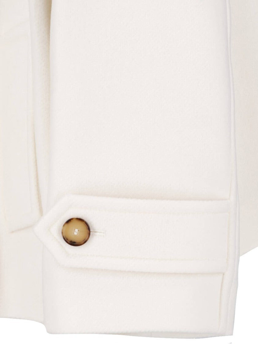 Chloé Boxy White Jacket With High Stand Collar