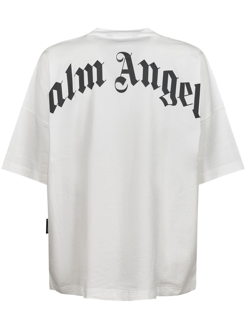 Palm Angels Oversized Crew Neck T-Shirt With Subtle Logo And Bold Back Print