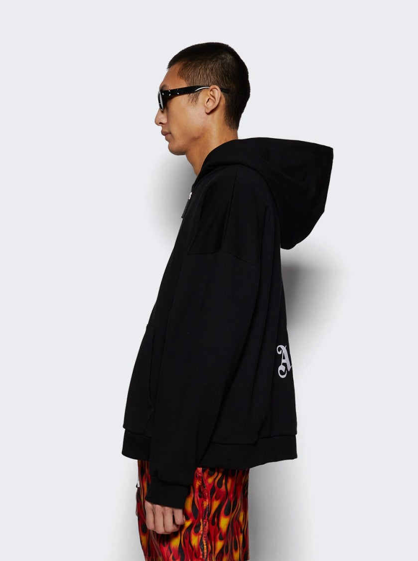 Palm Angels Ivy Pin Up Zipped Hoodie Black