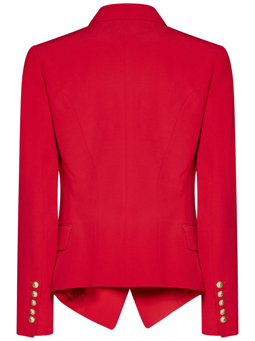 Balmain Fitted Red Viscose Crepe Jacket
