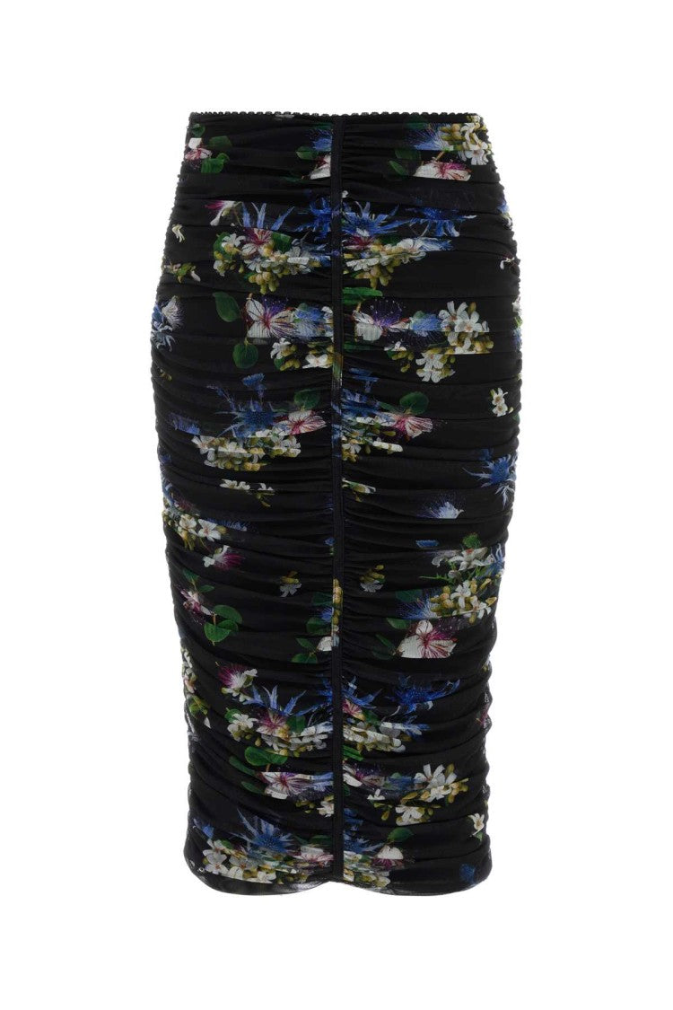 Blumarine Printed Stretch Tulle Skirt