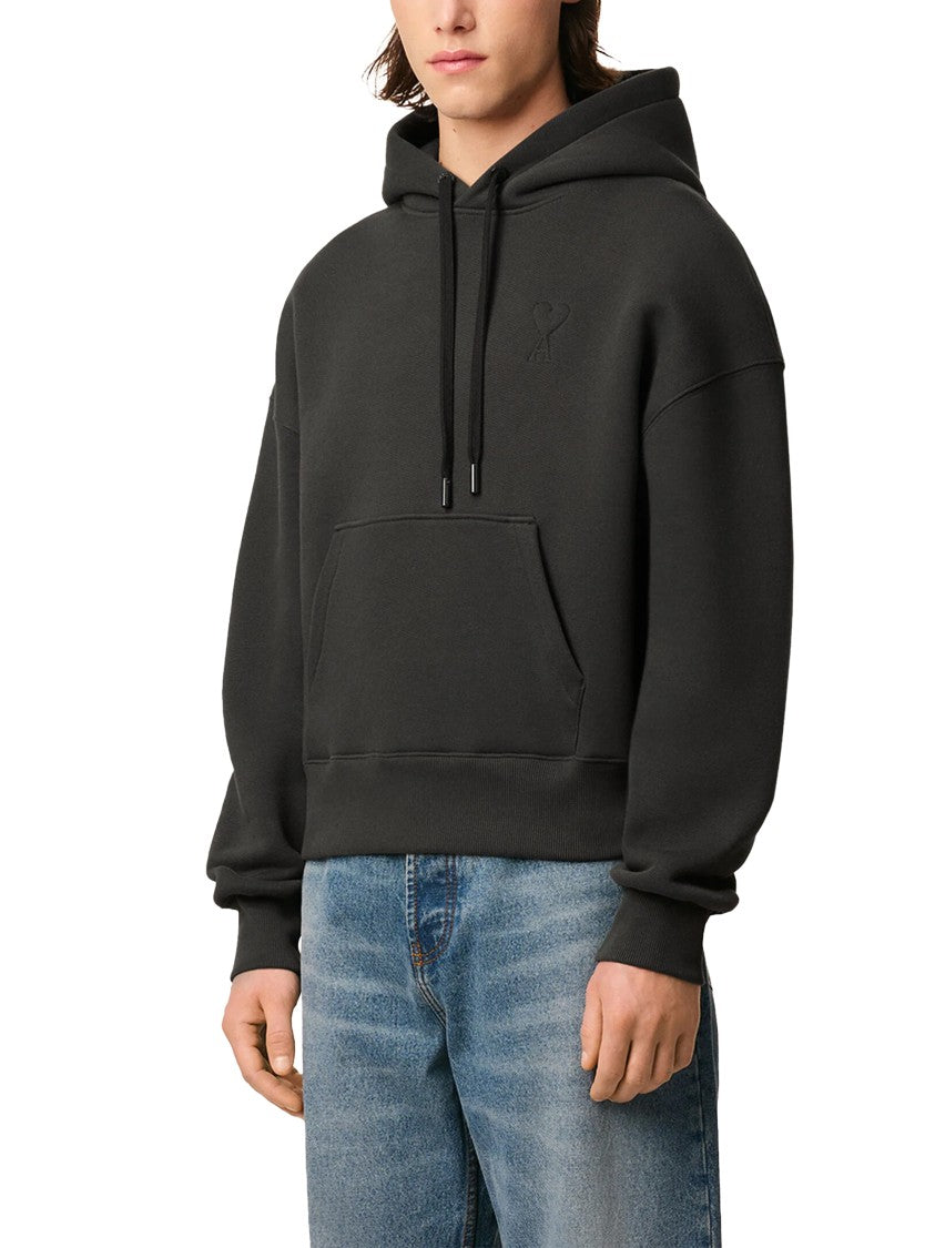 Ami Oversized Hooded Sweatshirt In Solid Grey