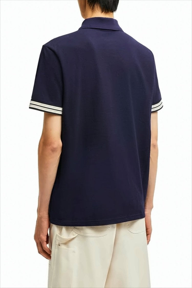 Moncler Short-Sleeve Polo Shirt With Navy