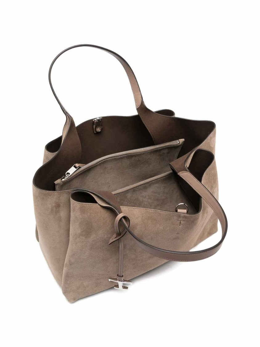 Tod's Spacious Suede Tote Bag With Embossed Logo