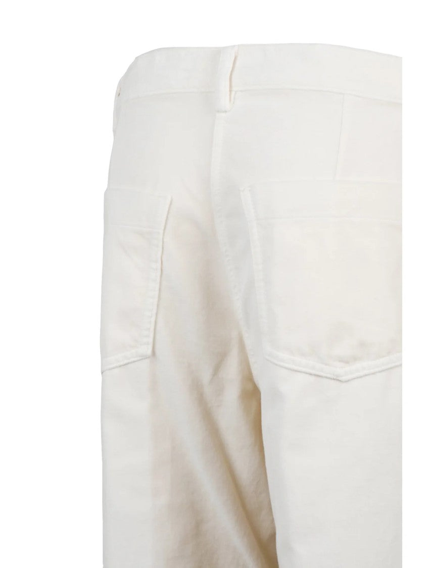 Aspesi Wide Leg Cotton Velvet Trousers With Classic Fit