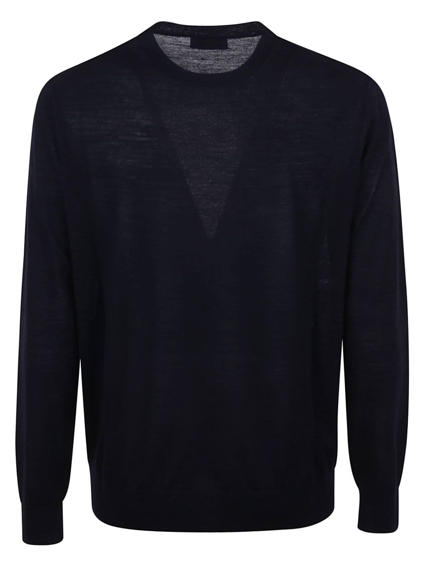 Ballantyne Round Neck Wool Sweater With Subtle Vents