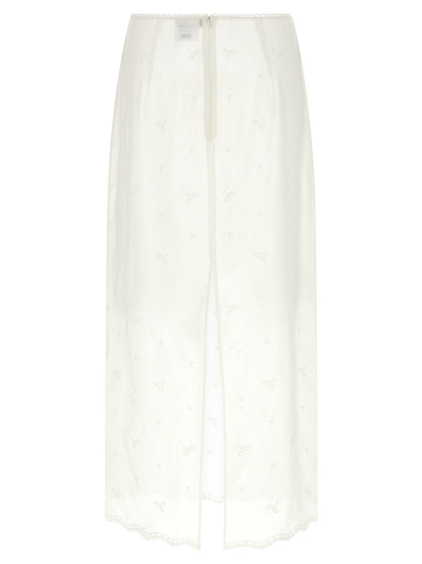 Magda Butrym Embroidered Midi Skirt With Sheath Silhouette And Back Split