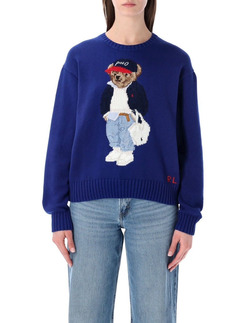 Polo Ralph Lauren Intarsia Embroidered Cotton Polo Bear Sweater