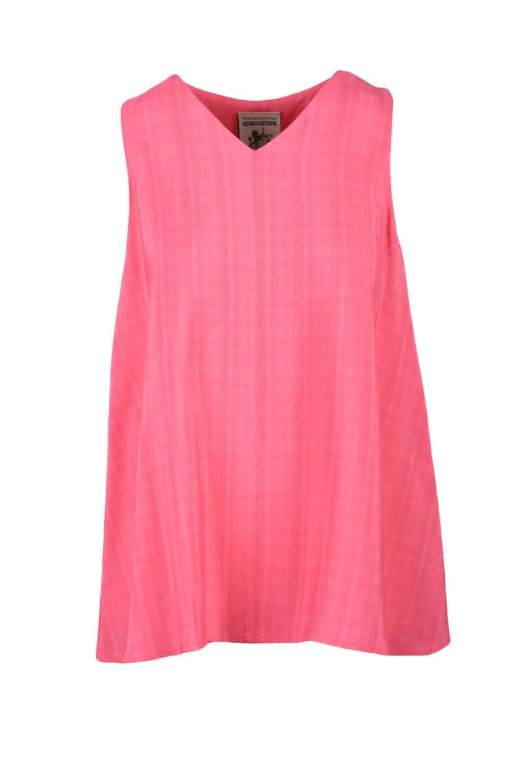Semi Couture Flared Viscose Top - Pink