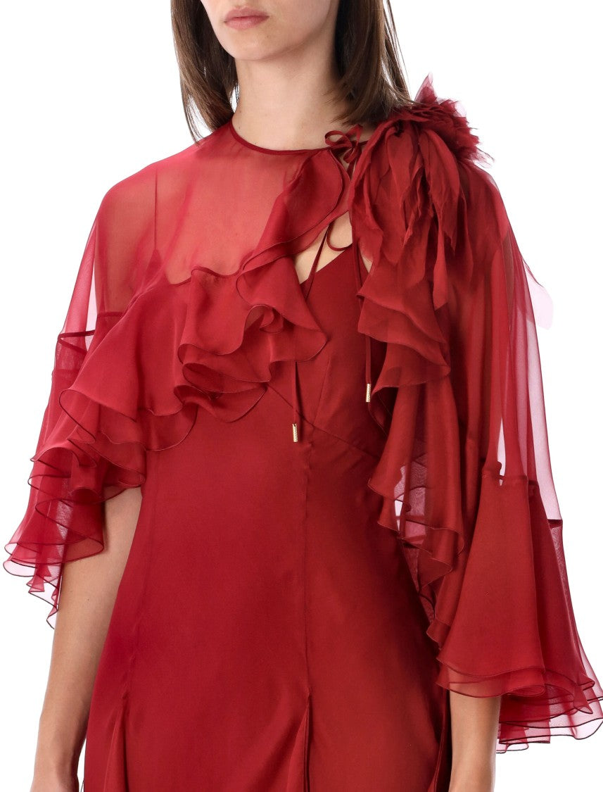 Alberta Ferretti Silk Chiffon Layered Maxi Dress