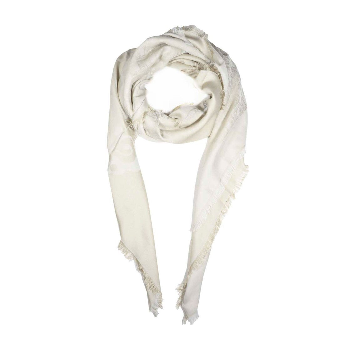 Max Mara Geode Shawl In Beige Jacquard Silk And Cotton