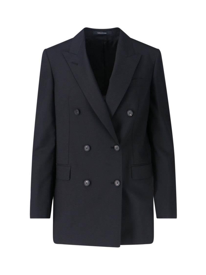 Tagliatore Tailored Black Jacket With Classic Collar And Minimalistic Design