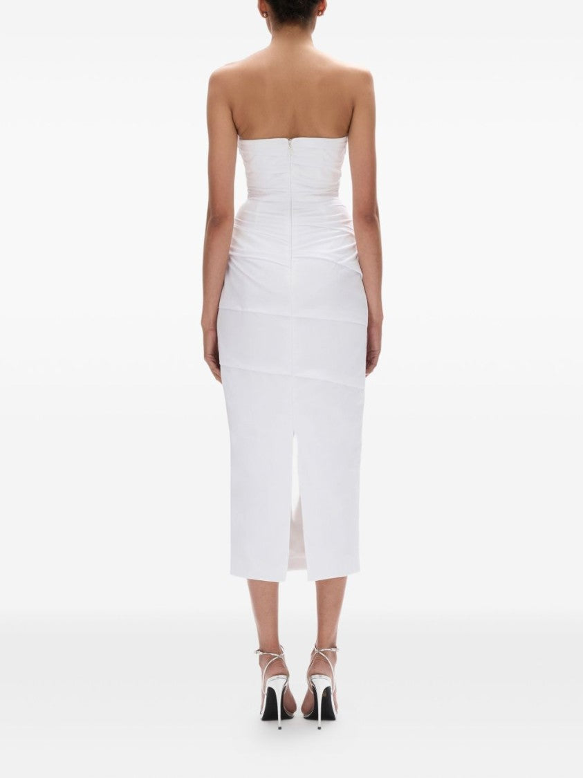 Rachel Gilbert Fitted Strapless Midi Dress