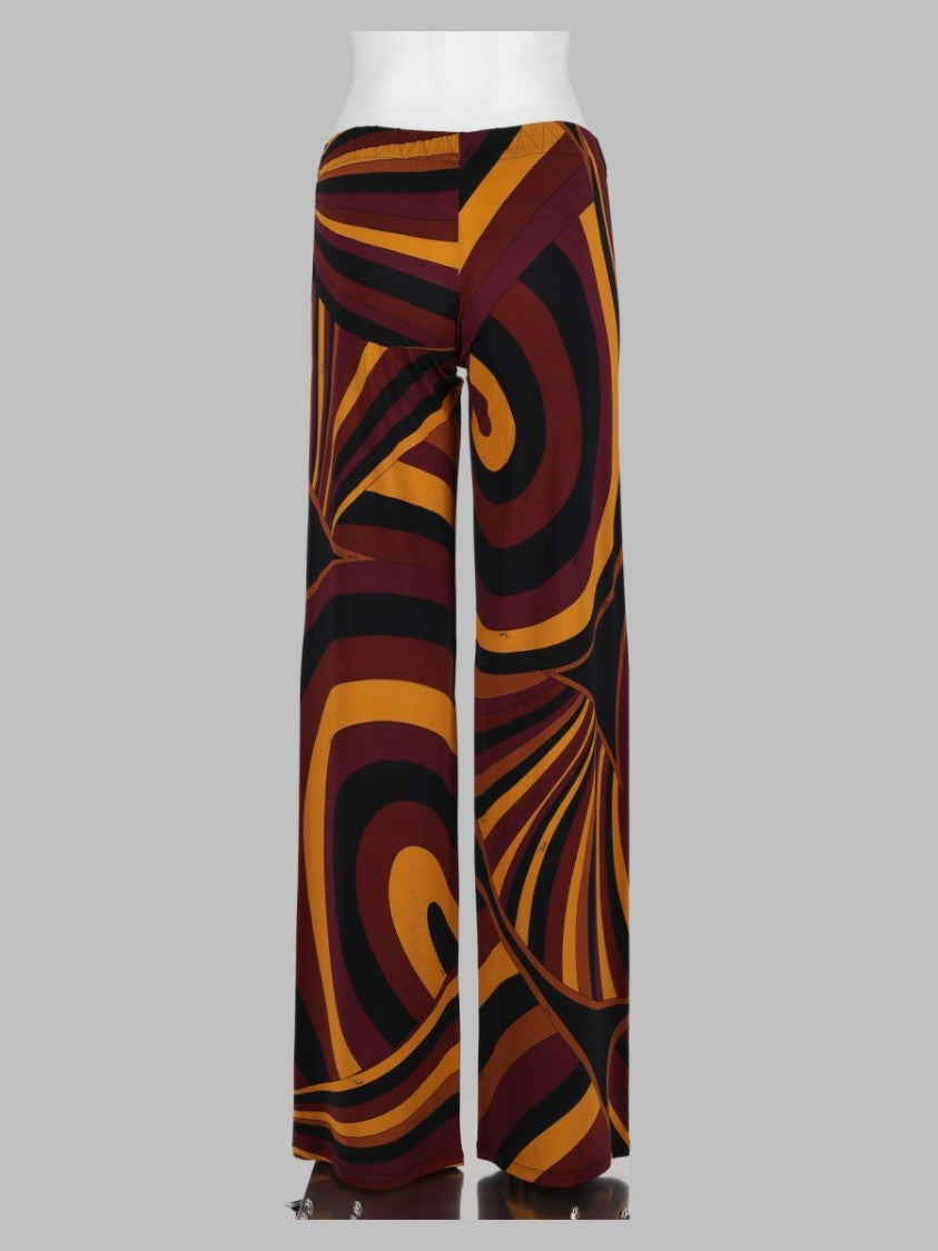 Pucci Burgundy Abstract Pattern Viscose-Blend Wide-Leg Pants