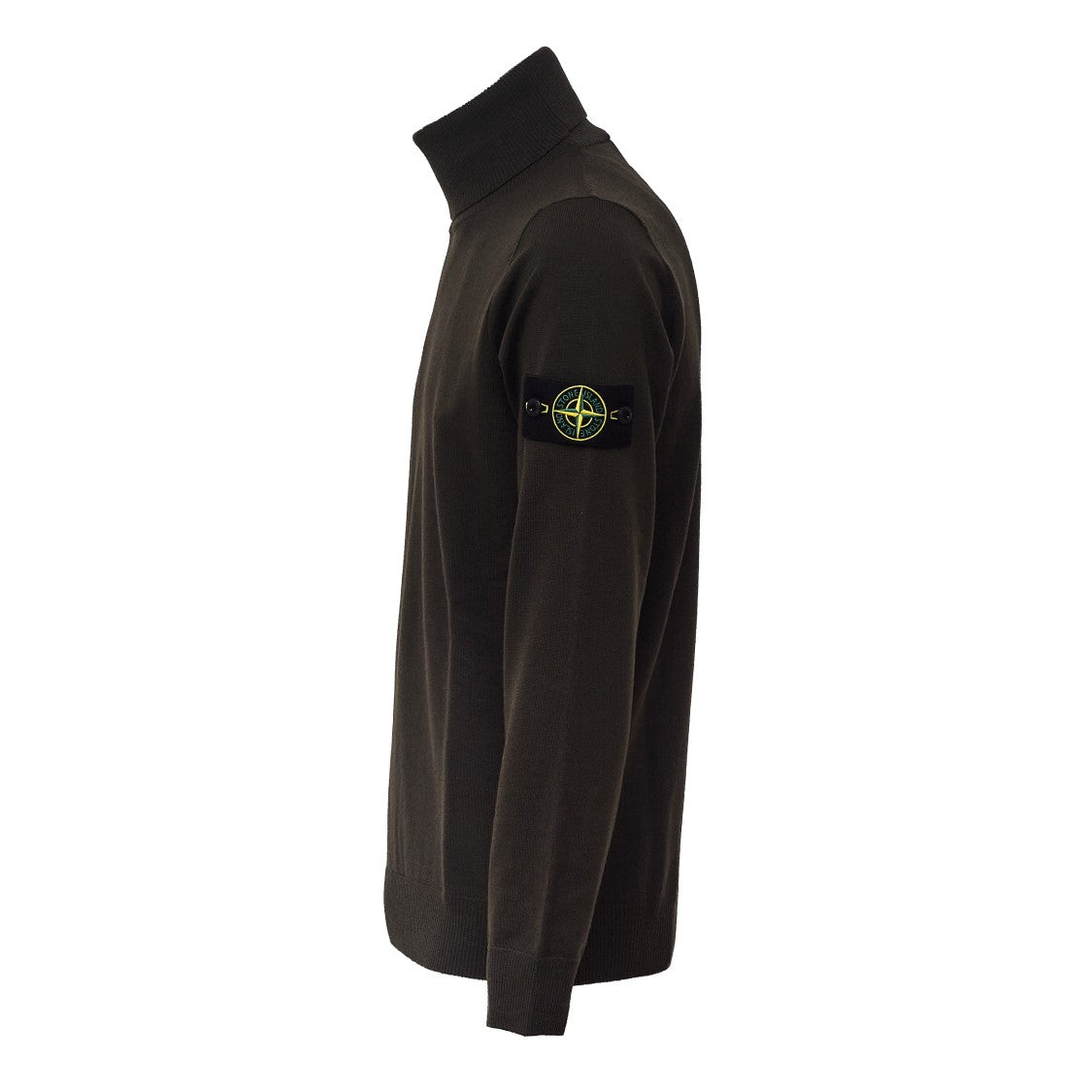 Stone Island Pure Wool Turtleneck Sweater With Ribbed Details