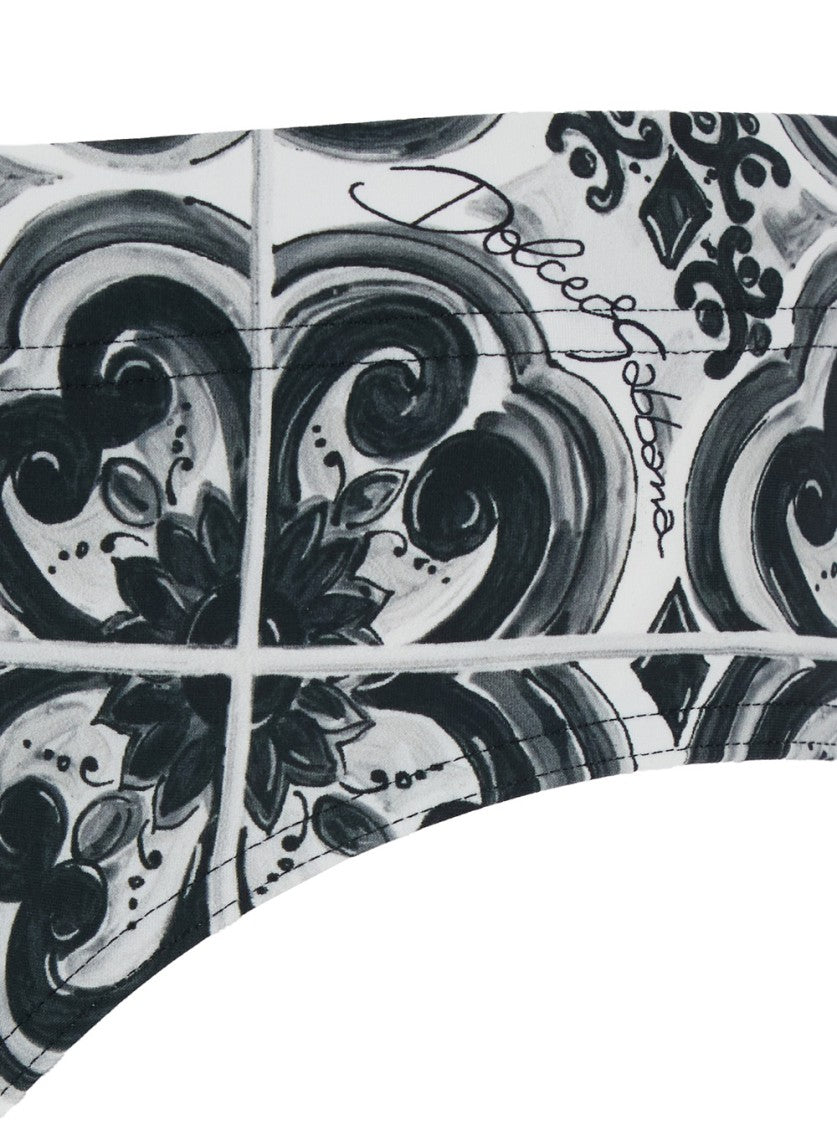 Dolce & Gabbana Tile-Inspired Swim Brief With Drawstring Waist