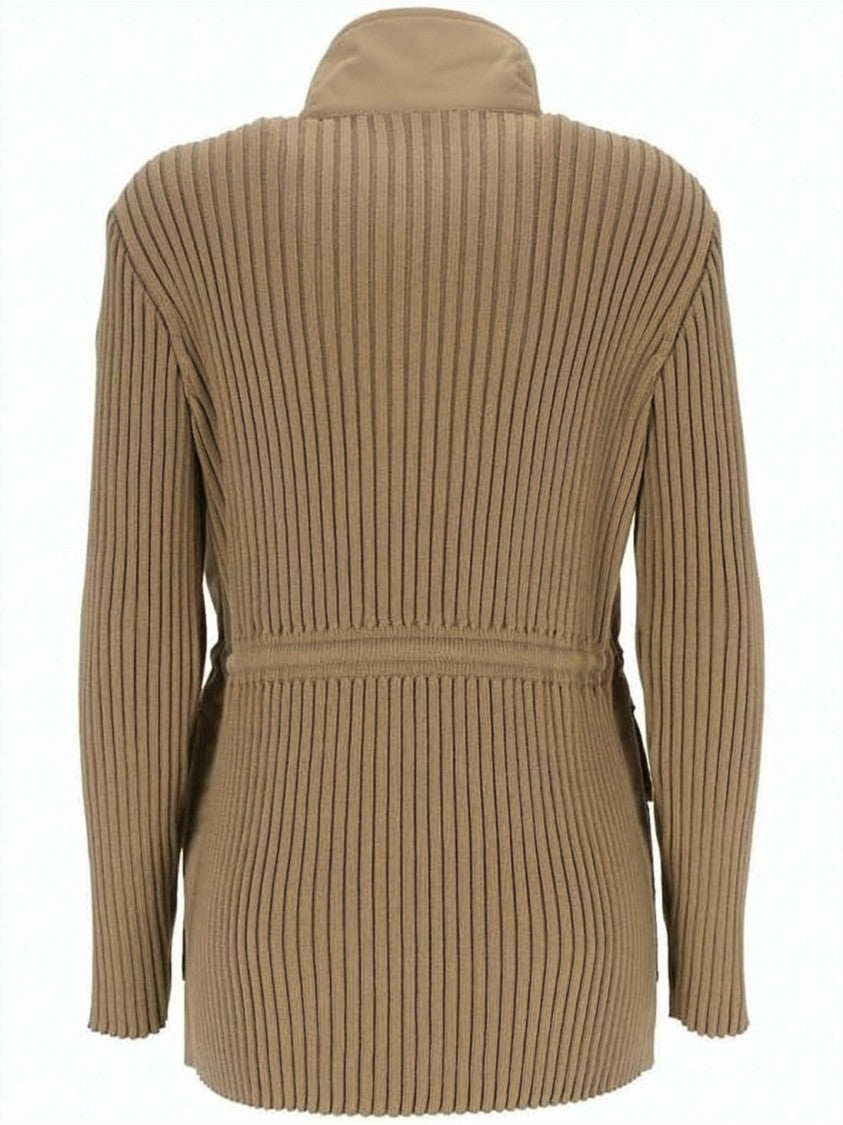 Moncler Structured Front Jacket With Ribbed Knit Sleeves