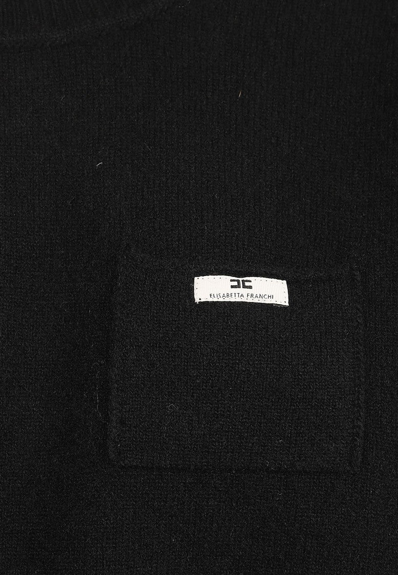 Elisabetta Franchi Cropped Wool-Cashmere Raglan Knit Top