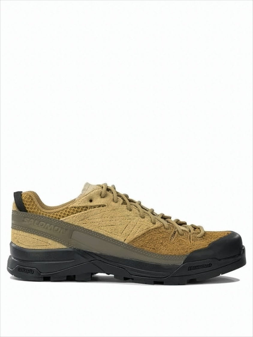 Salomon Textured Tan And Brown Sneakers